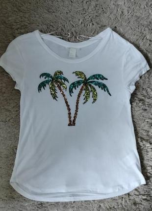Брендовая футболка h&m с пальмами
