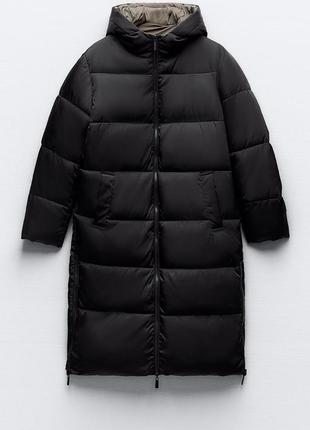 Длинный двусторонний пуховик/куртка zara