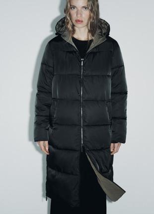 Длинный двусторонний пуховик/куртка zara