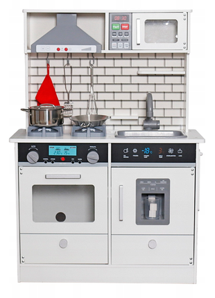 Дитяча кухня дерев'яна ігрова avko ауріка white, звукові та світлові ефекти