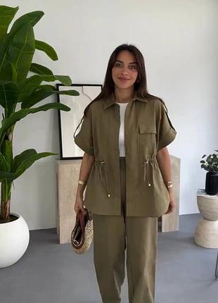 Костюм женский хаки (зеленый) легкий осенний весенний летний