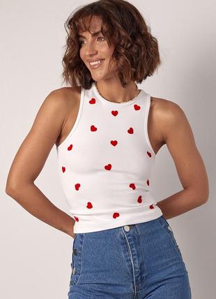 Женская романтичная майка с сердечками ❤️