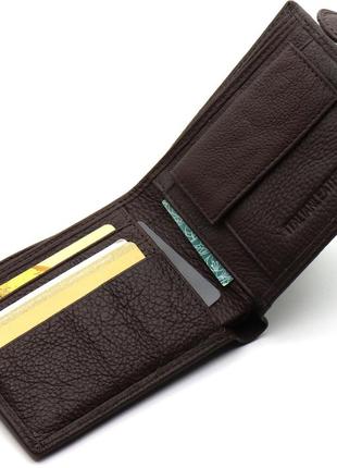 Кожаное мужское портмоне на кнопке st leather st104 коричневое5 фото