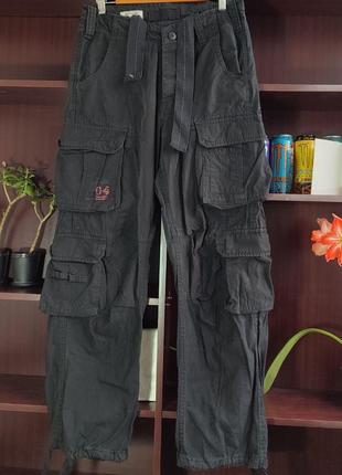 Surplus tex airborne vintage cargo штани карго штани парашути джинси чорні мультипокет parachute multi pocket