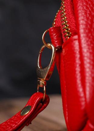 Стильный женский клатч на два отделения из натуральной кожи 22090 vintage красный9 фото