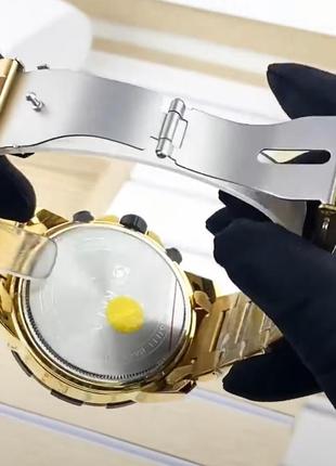 Часы мужские классические curren 8336 gold-black карен наручные кварцевые с металлическим ремешком золотые9 фото