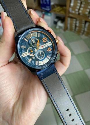 Мужские наручные часы curren 8393 blue синий корпус ремешок с pu кожи, хронограф5 фото