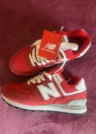 Женские красные замшевые кроссовки с сеткой new balance 574 🆕 нью баланс 574