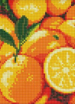 Алмазна мозаїка без підрамника "соковитий апельсин" 20х20 см