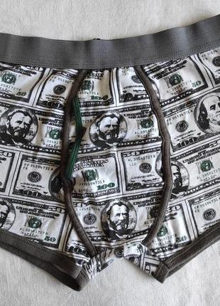 Мужские трусы боксеры денежный принт "доллары", м