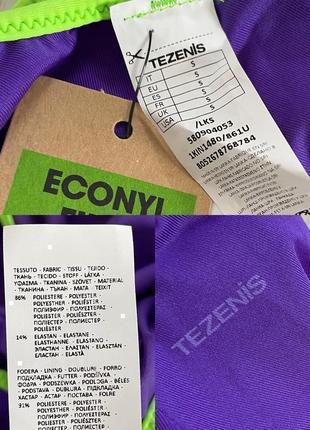 Цільний купальник з мікрофібри teznis фіолетовий з салатовим купальник стильний фірмовий10 фото