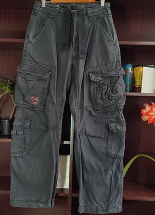 Surplus tex airborne vintage cargo штани карго штани парашути джинси чорні мультипокет parachute multi pocket