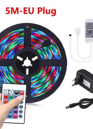 Светодиодная лента многоцветная 3528 rgb 5 м led c пультом5 фото