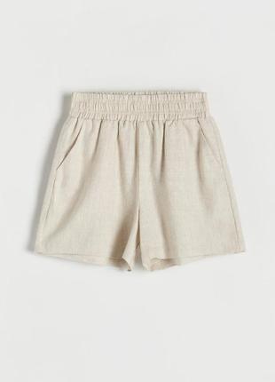 Лляні шорти reserved бежеві на літо 2025 легкі трендові зручні