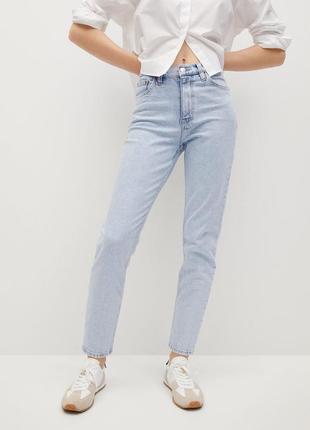 Еластичні джинси mom mangoжіночі трендові світлі висока талія