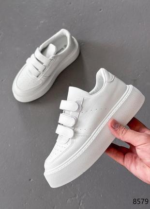 Кроссовки женские navi белые экокожа