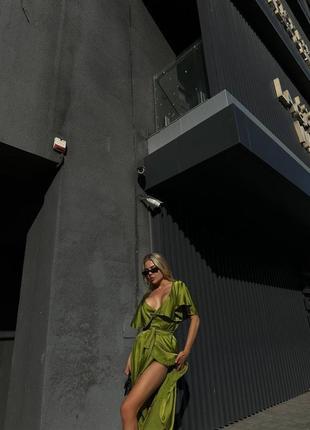 🌈4! невероятное шелковое женское платье миди оливковое оливковое масло женское платье шелка шёлк ёлковое женское платье женское женское женское