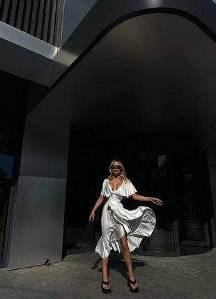 🌈4! реал! невероятное шелковое женское платье миди белое белое белое шалковое женское платьее шелк ёлк женское платье шелковое мыди