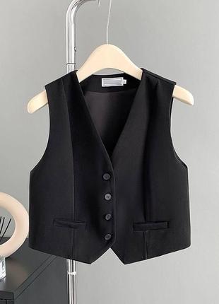 🌈 черная, белая! трендава женская жилетка жилет женская на подкладке черная черная черная черная монаша