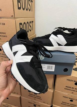 New balance 327 white black lux quality кроссовки консультбол 327 замша