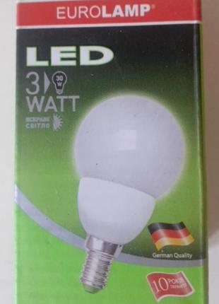 Світлодіодна лампа led 3w, e14, 4100k, eurolamp