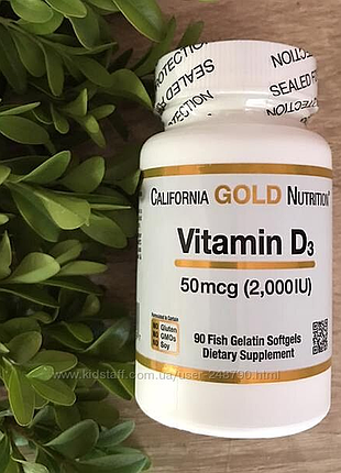 California gold nutrition, витамин d3, 50 мкг (2000 ме), 90 рыбно-желатиновых капсул