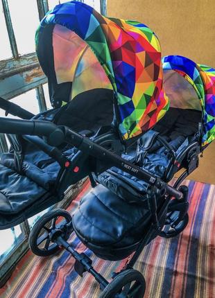 Продам коляску для двойни bair next duo цвет (калейдоскоп )6 фото