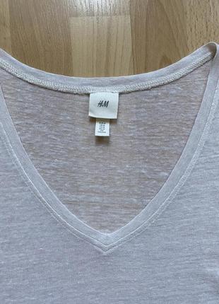 Льняная футболка с v-образным вырезом h&m8 фото