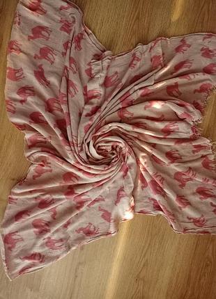 Шарф палантин парео натуральнтй  в принт