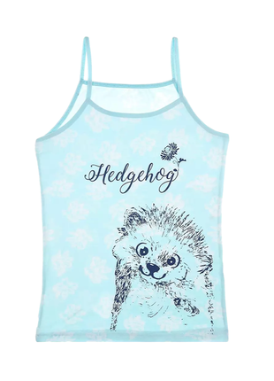 Майка на тонких бретельках для девочки с рисунком ёжика