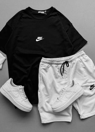 Мужской спортивный комплект nike на лето в черно-белом цвете premium качества, стильный и удобный комплект на каждый день