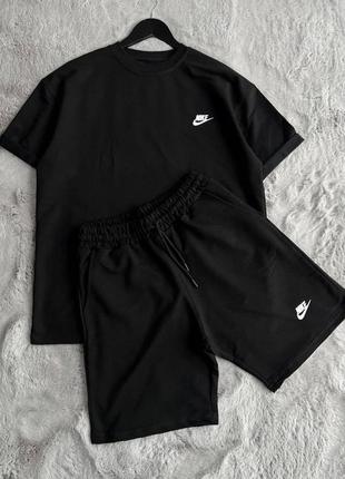 Мужской спортивный комплект nike на лето в черном цвете premium качества, стильный и удобный комплект на каждый день