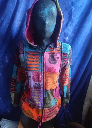 Эльфийское непальское худи пэчворк с длинным капюшоном