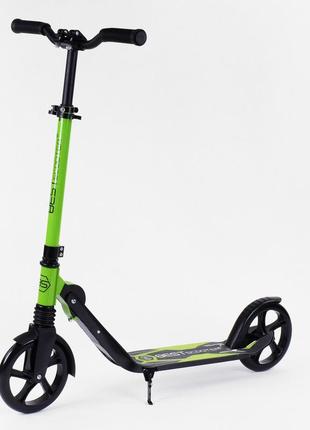 Двухколесный самокат 60х13х100 см best scooter черно-зеленый (2000002312178)