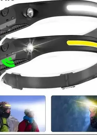 Фонарик налобный. с ок датчиком движения под 18650/фонарик металл.в кейсе