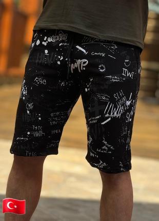 Шорты vicente туречна, мужские шорты черные с принтом, трикотажные шорты, шорты с рисунком