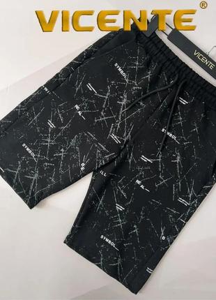 Шорты vicente туречна, мужские шорты черные с принтом, трикотажные шорты, шорты с рисунком