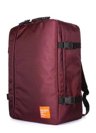 Рюкзак-сумка для ручной клади poolparty cabin 55x40x20см мау / skyup бордовый2 фото