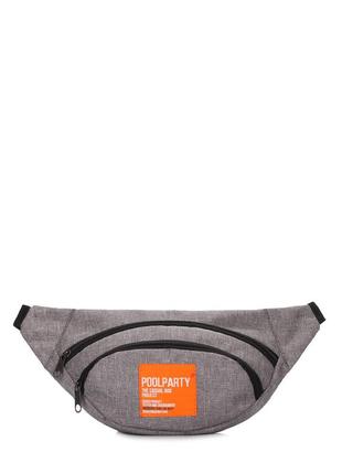 Сумка-бананка poolparty hip pack сіра1 фото