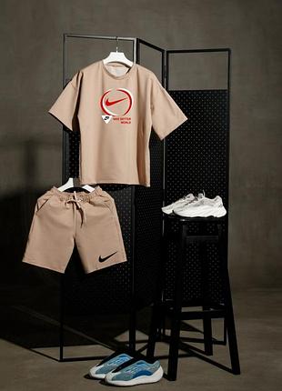 Летний мужской спортивный костюм комплект футболка и шорты оверсайз nike