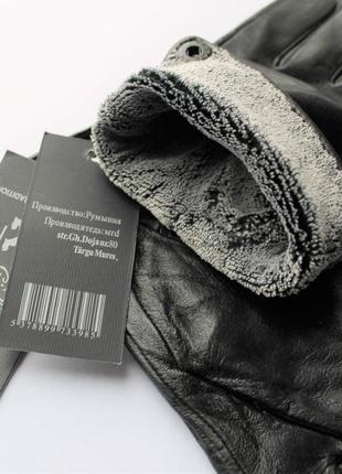 Мужские кожаные перчатки, подкладка махра, румыния2 фото