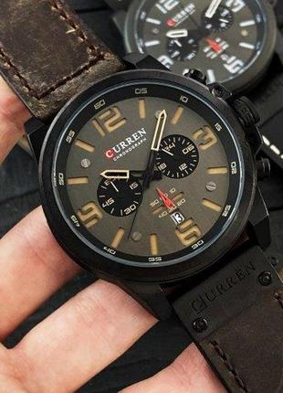 Мужские наручные часы curren 8314 black-brown часы  черного цвета карен коричневый ремешок5 фото