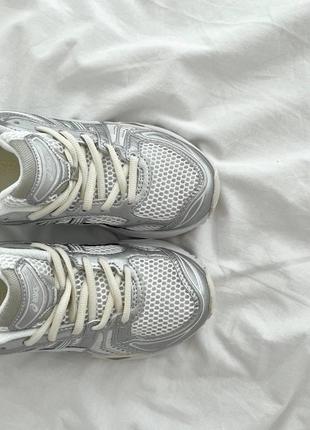 Брендовые кроссовки унисекс белые в сетку с надежной подошвой asics gel-kayano 14 silver 362 фото