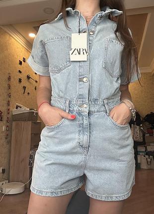 Новый джинсовый комбинезон zara ромпер размер с и м