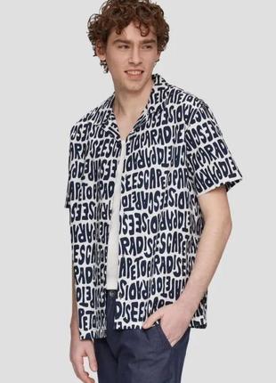 Fsbn - m-l - oversized - рубашка с надписями короткий рукав мужская