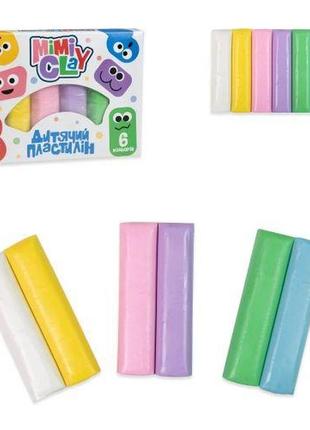 Набір для творчості "дитячий пластилін: mimi clay", 6 кольорів