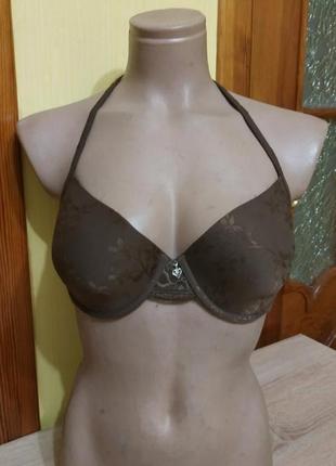 Коричневый бюстгальтер с бретелькой на шее 75 с