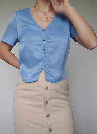 Жіноча блакитна блуза на ґудзиках, 46/м розмір