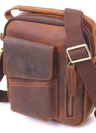Винтажная мужская сумка из натуральной кожи 21293 vintage коричневая