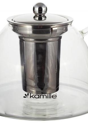 Чайник стеклянный заварочный со съемным ситечком 1500 мл kamille  (2000002632597)2 фото